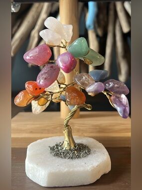Handcrafted Multicolor Gemstone Mini Tree Home Accent “CHAKRAS”